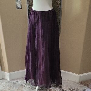 VINTAGE Petites Laundry by Shelli Segal 100% Silk Purple Maxi Skirt